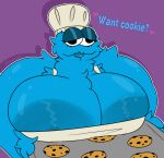  anthro apron apron_only areola bedroom_eyes big_areola big_breasts big_nipples bimbofication blue_body blue_fur breasts chef_hat clothing cookie cookie_monster cooking_with_furs cross-eyed dark_eyeshadow dialogue english_text eyelashes eyeshadow female flat_colors food fur hat headgear headwear hi_res lilfatpepper lips long_eyelashes makeup mature_female monster narrowed_eyes nipples seductive sesame_street shaded simple_background simple_shading solo text thick_lips 