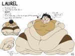  2018 3_toes 4:3 5_fingers anthro barefoot batspid2 belly big_belly big_breasts big_butt biped black_eyebrows black_eyelashes black_hair bottomwear bovid breasts brown_bottomwear brown_clothing brown_eyes butt caprine character_name cleavage clothed clothing dialogue digital_drawing_(artwork) digital_media_(artwork) double_chin english_text exclamation eyebrows feet female fingers flabby_arms flat_colors front_view frown fur glistening glistening_eyes goat hair horn huge_breasts huge_butt huge_thighs hyper hyper_belly hyper_hips hyper_thighs laurel_(batspid2) long_ears looking_at_viewer love_handles mammal midriff model_sheet morbidly_obese morbidly_obese_anthro morbidly_obese_female multiple_images navel obese obese_anthro obese_female open_mouth overweight overweight_anthro overweight_female question rear_view scut_tail shirt short_tail shorts signature simple_background soles solo standing tail tan_body tan_clothing tan_fur tan_topwear teeth text thick_thighs toes tongue topwear white_background 
