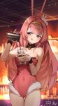 animal_ears blurry blurry_background breasts cleavage coffee covered_navel cup drinking_glass fake_animal_ears hairband hibiki_du_ca highres holding holding_cup licking_lips long_hair nijigen_project pink_eyes pink_hair playboy_bunny siriuflong sparkle tongue tongue_out virtual_youtuber 