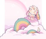  :3 animal_ears animal_nose closed_mouth cloud commentary commission cupidcry furry heart highres horns no_humans orange_eyes original pastel_colors pink_background polka_dot simple_background solo star_(symbol) striped_tail tail 