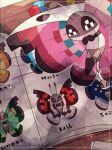  animal_focus animal_print antennae artist_name book bookmark border bug butterfly butterfly_wings commentary_request floating hanabusaoekaki highres no_humans open_mouth pokemon pokemon_(creature) solo vivillon white_border wings 