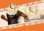  anthro arcanine checkhoff clothing emarcanine fluffy fluffy_tail generation_1_pokemon glass hi_res male nintendo pokemon pokemon_(species) shirt solo tail tank_top top_(disambiguation) topwear 