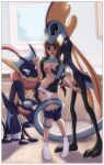  absurd_res amphibian anthro blue_body blue_scales breast_grab breasts brown_hair clothing donutella erection female flash_(donutella) generation_6_pokemon generation_8_pokemon genitals greninja group hair hand_in_panties hand_in_underwear hand_on_breast hi_res human human_on_anthro inside inteleon interspecies jasmin_(donutella) kitchen male male/female mammal nintendo nude panties penis pokemon pokemon_(species) pokephilia pseudo_clothing pseudo_scarf rene_(donutella) reptile scales scalie sex tapering_penis tongue tongue_out tongue_scarf trio underwear 