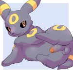  1:1 balls black_body butt eeveelution feral foreskin generation_2_pokemon genitals hi_res humanoid_genitalia humanoid_penis looking_at_viewer male nintendo paws penis pokemon pokemon_(species) pu_sukebe red_eyes solo spread_legs spreading umbreon 