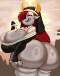  absurd_res big_breasts big_butt breasts butt cleavage clothed clothing disney hair hair_over_eye hekapoo hi_res huge_breasts huge_butt humanoid licking licking_lips licking_own_lips not_furry nun one_eye_obstructed red_hair star_vs._the_forces_of_evil thick_thighs tongue tongue_out wit_1 