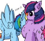  alpha_channel cutie_mark duo english_text female feral fluffy_pony friendship_is_magic hair hasbro horn mixermike622 multicolored_hair my_little_pony pomf purple_hair rainbow_hair simple_background text transparent_background wings 