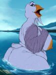  absurd_res anatid anseriform anserinae anthro areola avian balto_(film) band1tnsfw beak big_areola big_breasts big_nipples bird blue_eyes breasts digital_drawing_(artwork) digital_media_(artwork) eyebrows eyelashes eyeshadow feathered_arms female goose hi_res lake lavender_body long_eyelashes looking_at_viewer makeup markings mole_(marking) nipples orange_beak orange_nipples outside portrait purple_arms raised_eyebrow sky solo stella_(balto) thick_thighs universal_studios warner_brothers water wet wet_body 