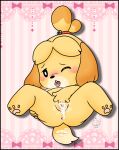  absurd_res animal_crossing anthro blush bodily_fluids canid canine canis cum digital_media_(artwork) domestic_dog female fingering fur genital_fluids genitals hi_res isabelle_(animal_crossing) lying mammal masturbation muffinlewds nintendo nude on_back one_eye_closed open_mouth pussy shih_tzu solo spread_legs spreading tail tongue toy_dog vaginal vaginal_fingering yellow_body 