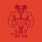  abs anthro b1g balls biceps big_biceps big_chest big_latissimus_dorsi big_muscles big_pecs big_penis big_trapezius broad_shoulders curled_horn demon digital_media_(artwork) fangs feet fist flaccid genitals horn humanoid latissimus_dorsi male monochrome muscular muscular_arms muscular_male muscular_thighs navel obscured_eyes obscured_face pecs penis pixel_(artwork) red_body restricted_palette short_legs simple_background snout solo stocky teeth thick_neck thick_thighs trapezius turnaround underbite 