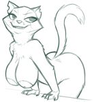  2023 4_fingers anthro arched_back areola arm_support arm_tuft bent_over big_areola big_breasts biped breasts cheek_tuft chest_tuft claws curvy_figure digital_drawing_(artwork) digital_media_(artwork) domestic_cat extended_arm eyebrows facial_tuft felid feline felis female finger_claws fingers fluffy fur fur_tuft grin hanging_breasts iris looking_aside mammal monochrome netflix nimona nimona_(nimona) no_pupils notched_ear nude nude_anthro nude_female pinup pose prick_ears redout smile solo tail thin_eyebrows three-quarter_view tuft voluptuous whiskers 