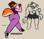  anthro athletic athletic_anthro athletic_male bodily_fluids bottomwear bulge butt canid canine canis clothed clothing devfoxnsfw devon_(devfoxnsfw) footwear fox fur male mammal orange_body orange_fur pants shoes shorts simple_background sitting solo sweat walking 