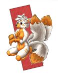  2023 3_tails anthro black_nose black_pawpads breasts brown_eyes canid canine chest_tuft female fox foxene fur hair hi_res mammal multi_tail nipples nude pawpads solo tail tuft white_body white_fur white_hair 