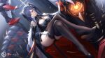  1girl absurdres ainrichman ass august_von_parseval_(azur_lane) azur_lane bare_shoulders black_footwear black_thighhighs clothing_cutout cross crossed_legs curled_horns detached_sleeves dress dutch_angle full_body gloves hair_over_one_eye high_heels highres horns iron_cross light_smile long_hair looking_at_viewer md5_mismatch mechanical_horns microdress non-humanoid_robot purple_eyes purple_hair robot robot_animal robot_dragon shoe_dangle shoes sitting solo thighhighs thighs throne underboob_cutout very_long_hair white_gloves 