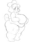  animal_crossing anthro big_breasts bodily_fluids breasts canid canine canis domestic_dog female hi_res huge_breasts isabelle_(animal_crossing) mammal nintendo nude nude_female overweight overweight_female shih_tzu solo sugary_skye sweat toy_dog 