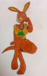  absurd_res anthro australia butt chx clothing drawing female genitals hi_res kangaroo long_ears macropod mammal marsupial pussy ruby_(tourism_australia) sitting solo tail 