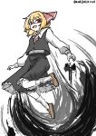  1girl absurdres blonde_hair commentary_request dress highres one-hour_drawing_challenge open_mouth rumia simple_background tagme touhou ve1024 white_background 