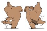  2023 absurd_res anthro balls bear belly brown_body censored eyes_closed gayousi7 genitals hi_res japanese_text kemono male mammal penis pubes simple_background slightly_chubby solo text white_background 