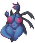  absurd_res animal_humanoid anthro areola big_breasts blush breasts dibujosv12 digital_media_(artwork) dragon female fur generation_5_pokemon genitals hair hi_res huge_breasts humanoid hydreigon nintendo nipples nude open_mouth pokemon pokemon_(species) pussy simple_background smile solo tail v12 