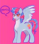  absurd_res artist_logo blue_body blush bright cutie_mark equid equine female feral fur hair hasbro hi_res horse logo mammal multicolored_body multicolored_fur multicolored_hair my_little_pony pegasus pony profanity shaded simple_background smile smug_face solo speech_bubble spread_wings sugar_daze text three-quarter_view two_tone_body two_tone_fur two_tone_hair wings yellow_eyes 