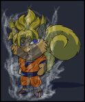  blonde_hair blue_clothing blue_eyes clothing curled_tail dognoms dragon_ball dragon_ball_z fur hair keikogi mammal martial_arts_uniform multicolored_body multicolored_clothing multicolored_fur orange_clothing red_clothing rodent sciurid signature sportswear super_saiyan tail tan_body tan_fur tree_squirrel two_tone_body two_tone_clothing two_tone_fur yellow_body yellow_fur 