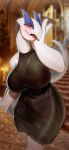  absurd_res anthro avian big_breasts blush breasts clothed clothing dress female generation_2_pokemon hi_res janjin192 legendary_pokemon looking_at_viewer lugia nintendo pokemon pokemon_(species) smile solo 
