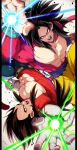  abs bb_m0024 biceps black_hair blue_eyes blue_sash body_fur dragon_ball dragon_ball_gt final_shine_attack highres incoming_attack long_hair looking_at_viewer male_focus monkey_boy monkey_tail multiple_boys muscular muscular_male no_nipples pants pectorals red_fur saiyan sash son_goku spiked_hair super_saiyan super_saiyan_4 tail vegeta 