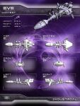  3d commentary concept_art copyright_name english_commentary eve_online from_above from_behind from_below from_side highres logo military military_vehicle mystic-galaxy no_humans original purple_theme science_fiction spacecraft thrusters vehicle_focus 
