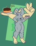  abs absurd_res anthro biceps big_breasts big_butt breasts butt female food fusion generation_1_pokemon generation_4_pokemon hi_res holding_food holding_object hybrid lopunny machamp multi_arm multi_limb muscular muscular_female nintendo nipples nokamiwd nude pecs pokemon pokemon_(species) pokemon_fusion puffy_nipples simple_background smile solo text thick_thighs translated wide_hips 