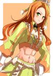  1girl abs absurdres closed_mouth etie_(fire_emblem) fire_emblem fire_emblem_engage highres long_hair looking_at_viewer midriff orange_hair parted_bangs solo swept_bangs to_(tototo_tk) upper_body 