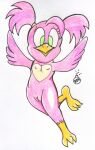  anthro avian feathers female flicky flying genitals green_eyes hi_res nipples nude pigtails pussy reddragonkan sega solo sonic_3d_blast sonic_the_hedgehog_(series) talons 