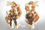  2023 anthro bayeuxman big_breasts big_butt breasts butt clothed clothing female looking_at_viewer looking_back looking_back_at_viewer mega_evolution mega_lopunny nintendo pokemon pokemon_(species) solo torn_clothing 