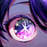  1girl absurdres close-up commentary eye_focus eyelashes hair_between_eyes highres hoshino_ai_(oshi_no_ko) light_particles looking_at_viewer multicolored_eyes multicolored_hair oshi_no_ko pink_eyes pink_hair purple_eyes purple_hair raven_mido shadow solo star-shaped_pupils star_(symbol) streaked_hair symbol-shaped_pupils variant_set 