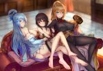  3girls aqua_(konosuba) ass barefoot blonde_hair blue_eyes blue_hair blush bodysuit breasts brown_hair butt_crack cameltoe cleavage covered_nipples darkness_(konosuba) duplicate feet image_sample indoors kono_subarashii_sekai_ni_shukufuku_wo! large_breasts long_hair medium_breasts megumin multiple_girls nipples non-web_source orange_eyes ponytail sgt-jz short_hair toes 