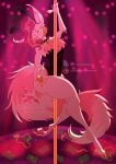  absurd_res bunny_costume bunny_ears_(disambiguation) clothing club_(disambiguation) costume dancing domestic_cat felid feline felis hi_res mammal patreon paws pink pole pole_dancing undressing 