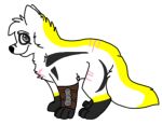  2012 alpha_channel ambiguous_gender armwear back_scar black_body black_fur black_nose bluekyokitty canid canine canis chest_scar clothing digital_drawing_(artwork) digital_media_(artwork) digitigrade feral flat_colors full-length_portrait fur grey_eyes head_tuft leg_scar looking_at_viewer low_res mammal paws pink_scar portrait scar sebdoggo simple_background solo standing tail transparent_background tuft white_body white_fur wolf x_scar yellow_body yellow_fur 