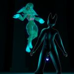  3d_(artwork) anthro balls barely_visible_genitalia barely_visible_pussy black_body breasts butt digital_media_(artwork) duo female floating genitals ghost glans glowing glowing_body glowing_genitalia glowing_glans hair hi_res holly_zanzibar inviting kompakt kompakt_(kompakt) lagomorph leporid male male/female mammal navel penis pussy rabbit spirit 