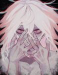  1boy anoko_(darenokoanoko) boku_no_hero_academia hands_up highres long_hair male_focus red_eyes scar scar_on_face shigaraki_tomura solo topless_male white_hair wrinkled_skin 