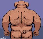  anthro back_hair balls beard body_hair butt butt_hair chubby_male domestic_pig facial_hair genitals hi_res joe_(nanoff) male mammal musclegut nanoff nude rear_view shoulder_hair solo suid suina sus_(pig) 