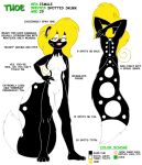  blonde_hair english_text female fur hair mammal mephitid model_sheet skunk spots spotted_body spotted_fur tabbiewolf text thoe_(tabbiewolf) 