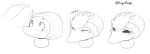  anthro beanie blush caressing caressing_head clothing dinosaur erin_(snoot_game) female hat headgear headwear monochrome mouthless orange_bongo question_mark reptile scalie simple_background sketch sketch_page snoot_game_(fan_game) solo white_background 