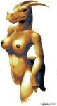  2004 anfael anthro breasts colored digital_media_(artwork) dragon female horn multi_breast nipples nude signature solo spots tail 
