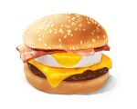  bacon burger cheese food food_focus highres meat mituko3517 no_humans original photo-referenced sesame_seeds shadow simple_background still_life white_background 