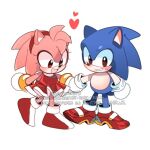  1boy 1girl amy_rose animal_ears animal_nose artist_name blue_fur brown_eyes chibi dress full_body furry furry_female furry_male gloves gold_bracelet hairband hand_on_another&#039;s_hand heart hedgehog hedgehog_boy hedgehog_ears hedgehog_girl hedgehog_tail multiple_views open_mouth pink_fur red_dress red_footwear red_hairband shoes sonic_(series) sonic_the_hedgehog sucho sweat tail white_gloves 