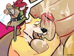  &lt;3 2023 5_fingers anthro balls black_nose blush bodily_fluids bowser canid canine canis collar crescent_yeen cum cum_on_face cumshot digital_media_(artwork) domestic_dog duo ejaculation eyebrows eyes_closed fingers genital_fluids genitals hair hi_res horn humanoid_genitalia humanoid_penis jumper_(character) koopa male male/male mammal mario_bros nintendo open_mouth penis penis_grab red_eyebrows red_hair scalie sharp_teeth shiba_inu simple_background spiked_collar spikes spitz teeth thick_eyebrows tongue white_body white_eyebrows yellow_body 