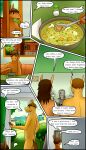  absurd_res anthro beverage casual_nudity coffee comic confusedraven dialogue equid equine family father female food hi_res horse male mammal mother nude parent son soup 