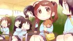  1girl 6+girls :d :o aged_down ahoge amagami ayatsuji_tsukasa bag black_hair black_hairband black_skirt blue_shirt blush bright_pupils brown_eyes brown_hair bus_interior cheek_squash closed_eyes closed_mouth eating end_card female_child fighting finger_in_another&#039;s_mouth food hair_bobbles hair_ornament hairband hand_on_another&#039;s_stomach highres holding holding_food holding_stuffed_toy jitome leaning_on_person leaning_to_the_side long_sleeves looking_at_another looking_at_viewer looking_down looking_to_the_side messy_hair morishima_haruka multiple_girls nakata_sae nanasaki_ai non-web_source notice_lines official_art onigiri open_mouth pleated_skirt production_art sakurai_rihoko shirt short_hair shoulder_bag sidelocks sitting skirt smile sparkling_eyes standing stuffed_animal stuffed_toy tanamachi_kaoru teddy_bear twintails v-shaped_eyebrows watarai_keiji wavy_hair white_pupils window yellow_bag 