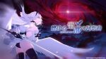  1girl angel_wings artist_request ass azur_lane black_gloves black_panties black_thighhighs breasts cloud dark_clouds detached_sleeves dress fingerless_gloves from_behind gloves highres holding holding_sword holding_weapon long_hair long_sleeves marseillaise_(azur_lane) medium_breasts night official_art panties puffy_sleeves red_sky skindentation sky solo sword thighhighs underwear very_long_hair weapon white_dress white_hair white_wings wings 