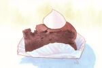  aon968 cake cake_slice chocolate_cake food food_focus no_humans original painting_(medium) signature still_life traditional_media watercolor_(medium) whipped_cream 