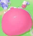  ambiguous_gender belly big_belly body_inflation duo generation_9_pokemon grass hair hgh-pine hi_res hose hose_inflation humanoid hyper hyper_belly immobile liquid_inflation nintendo open_mouth pink_body plant pokemon pokemon_(species) tinkaton water_inflation white_hair 