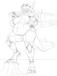  2021 absurd_res aircraft anthro axe belly big_belly big_breasts breasts chubby_female claws female hand_on_hip hi_res holding_object il-2 ilya_(top_kek_m9) ilyushin line_art living_aircraft living_machine living_vehicle machine navel ndragon3 nipples pose solo toe_claws tree_stump vehicle wheel wide_hips 